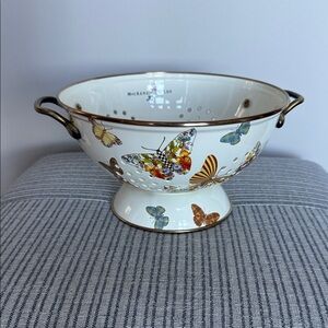 MacKenzie-Childs White Butterfly Garden Large Colander